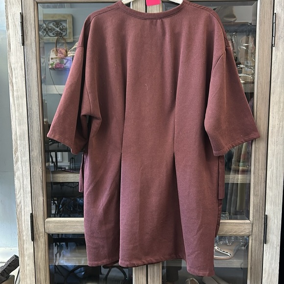 Zara ruffle layered burgundy dress Size large - Picture 6 of 7